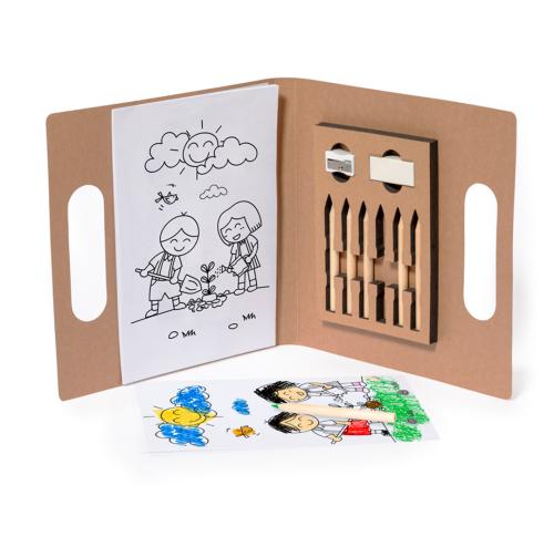 Printed Reycled Kids Colouring Set And Pencils