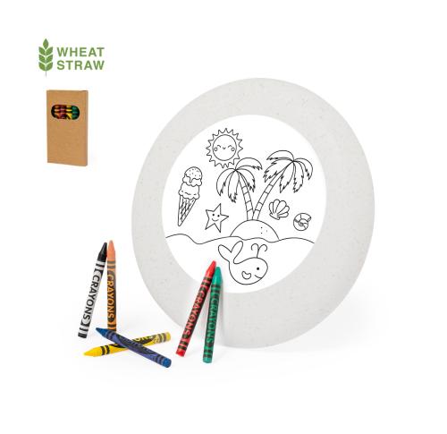 Printed Eco Wheat Cane Frisbees Set Of Wax Crayons