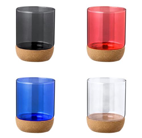 Printed 450ml Glass Tumblers Cork Base Transluscent