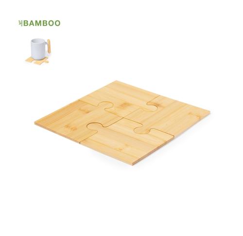 Branded Bamboo Jigsaw Puzzle 4 Piece Coaster Sets