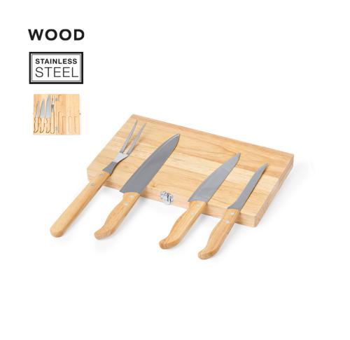 Branded Set Of Wooden And Stainless Steel Kitchen Knives