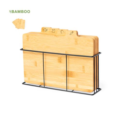 Custom Set of Bamboo Cutting Boards Urban Metal Holder