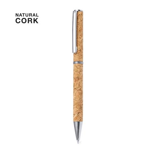 Custom Logo Cork Pens, e Fittngs Blue Ink