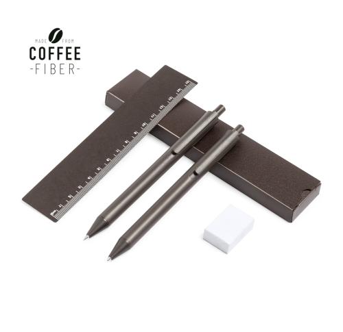 Printed Coffee Fibre Pen Set, Merchanical Pencil & Ball Pen