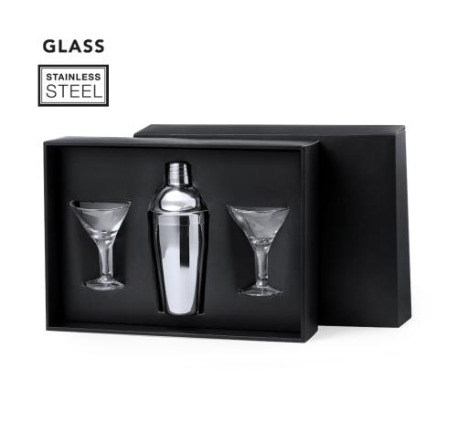 Promotional Cocktail Shaker Gift Sets  Includes 2 Martini Glasses