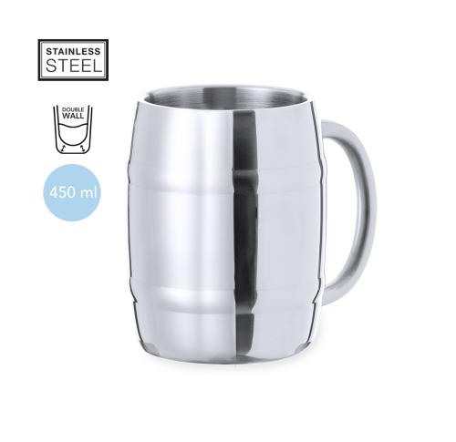 Stainless Steel 450ml Beer Tankards With Handle Barrel Shape