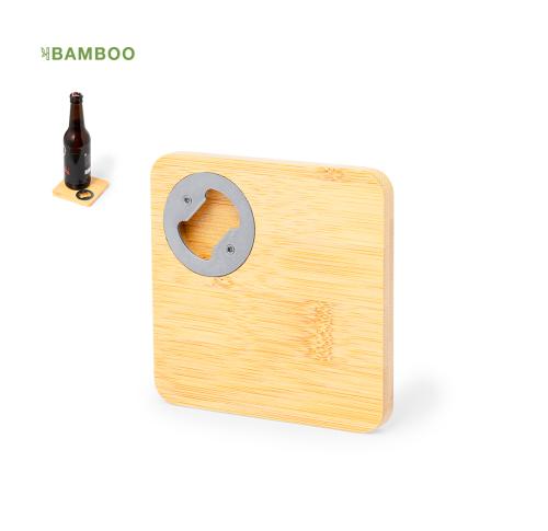Printed Square Bamboo Coasters Integrated Bottle Opener