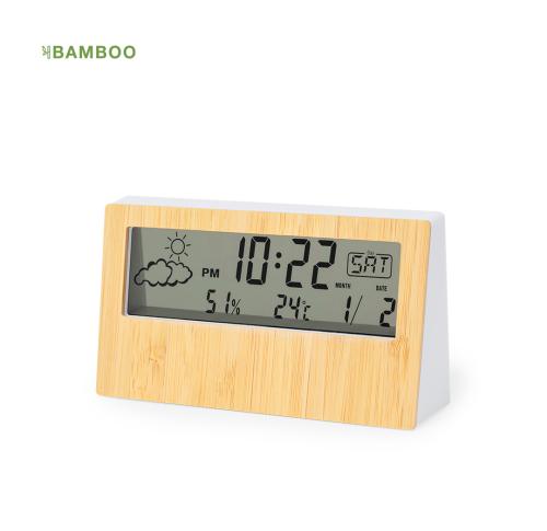 Branded Bamboo Wheather Station Battery Powered Gift Boxed