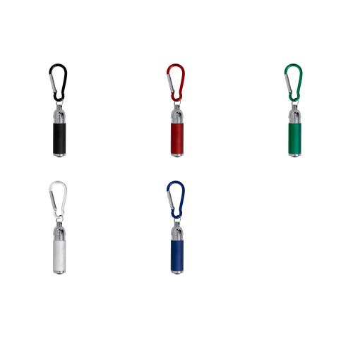 Branded Recycled Aluminium Mini Caribiner Keyring Torches