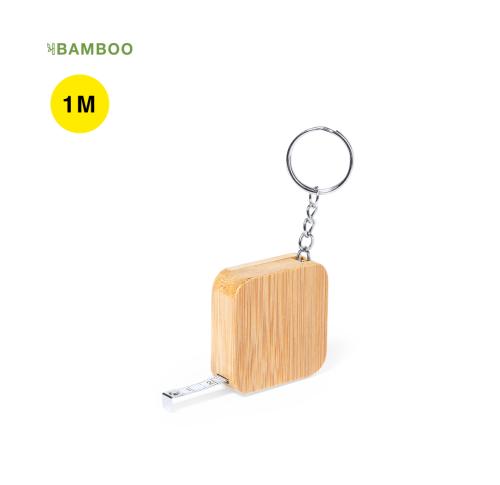 Promotional 1 Metre Bamboo Tape Measure Keyring