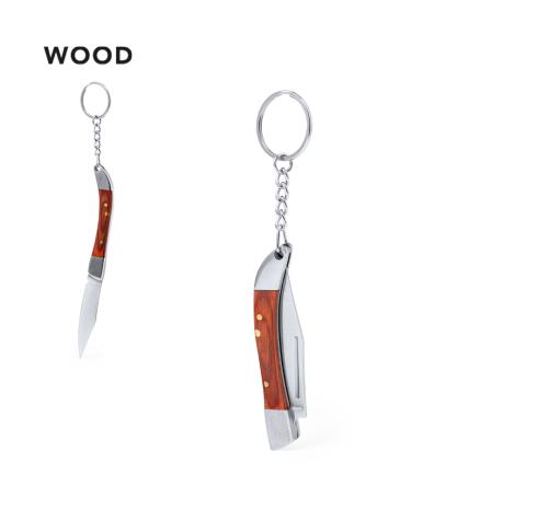 Custom Pocket Knives Keyring Stainless Steel & Natural Wood
