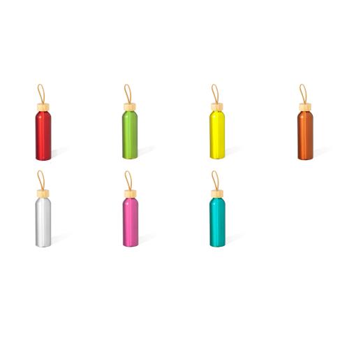 Promotional Aluminium 600ml Drinks Water Bottle Bamboo Screw Cap