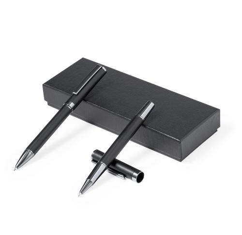 Promotional Ball Pen and Roller Gift Set Matte Black