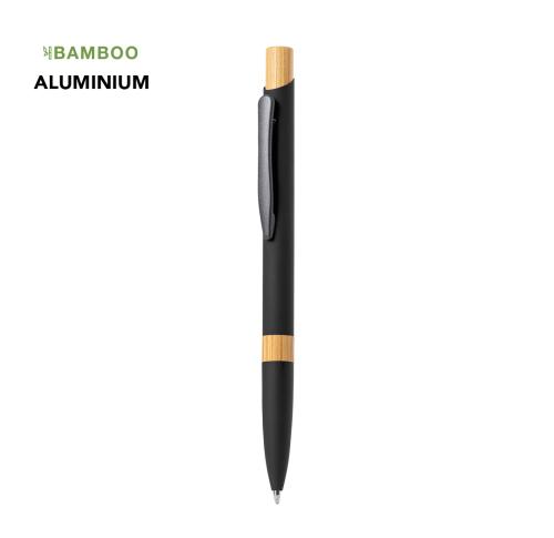 Branded Aluminium Pen Rubberised Finish Bamboo Trim