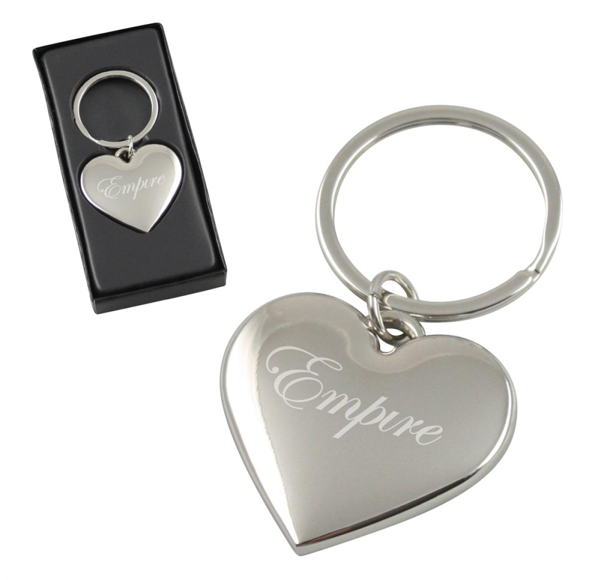 Engraved Metal Heart Key Ring