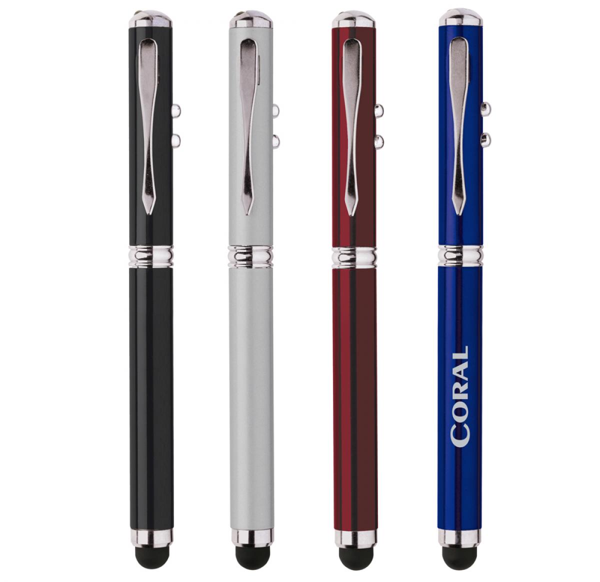 Custom Printed Laser Stylus Pens - Metal - Blue Ink