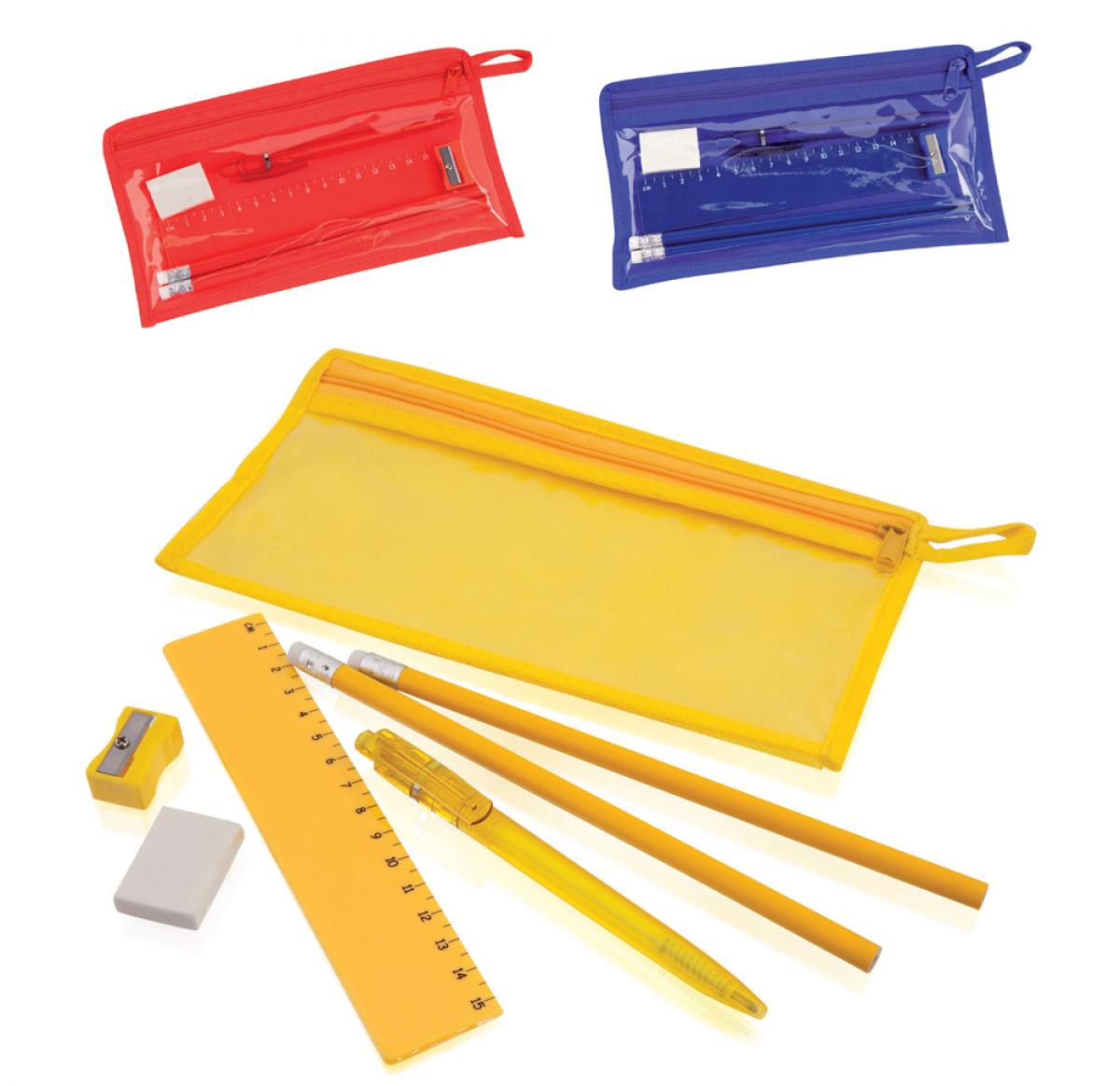 Branded Zipped Pencil Cases Contains 2 Pencils, Eraser, Pencil Sharpener & 15cms Ruler