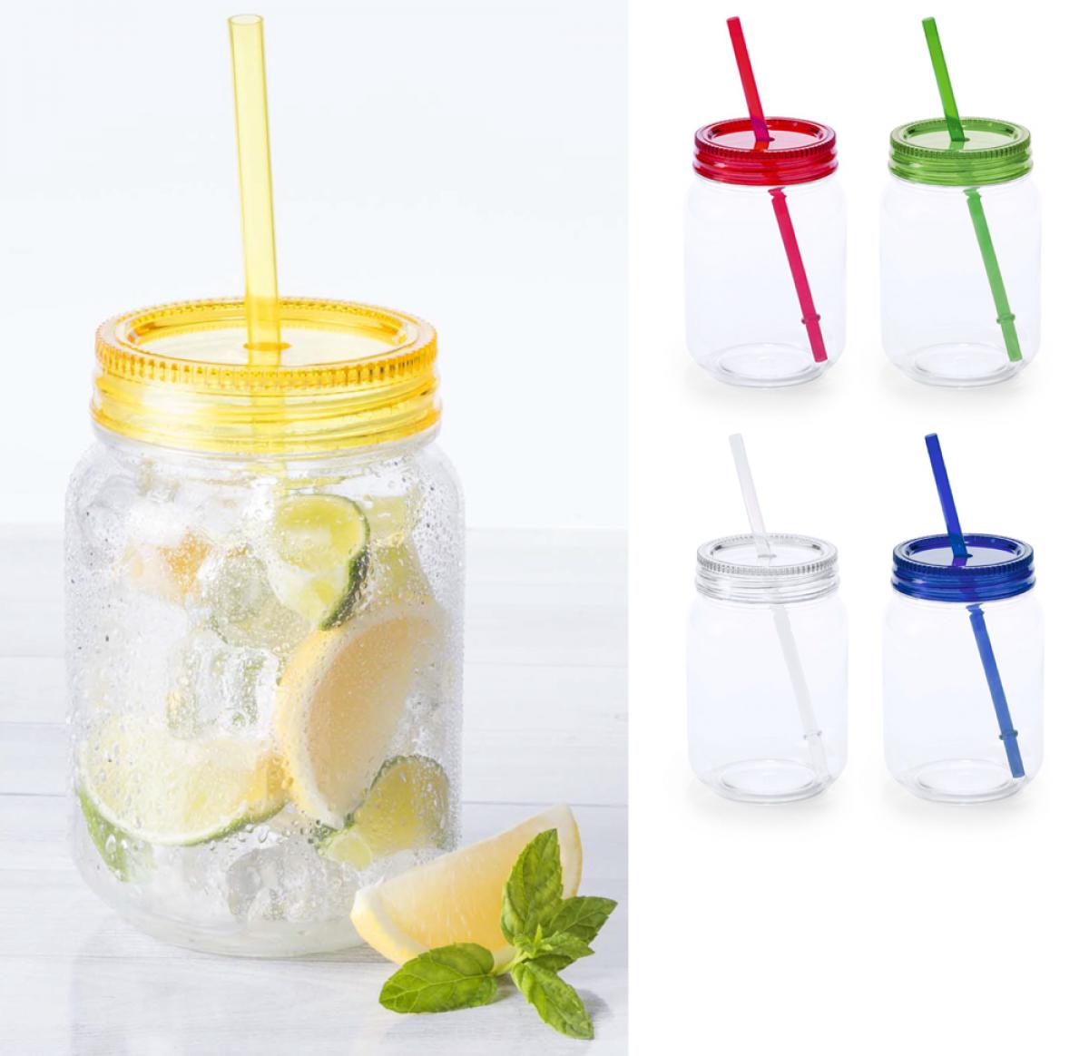 Promotional Mason Jars With Straw Glass Screw Lid