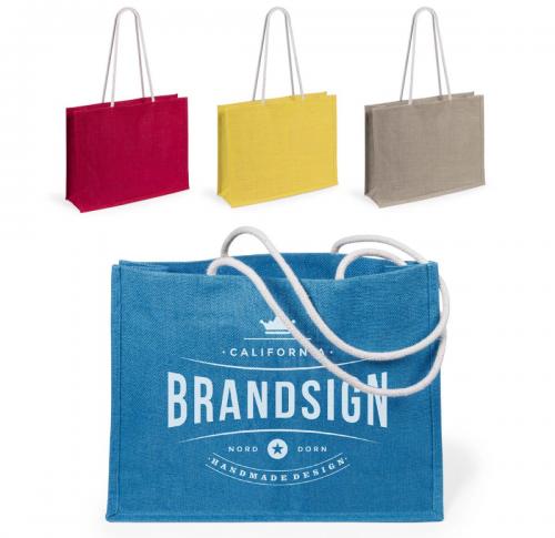 Printed Jute Bags Long Handles With Gusset