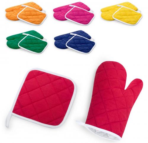 Kitchen Set Oven Gloves & Pan Holder Cotton - Leston