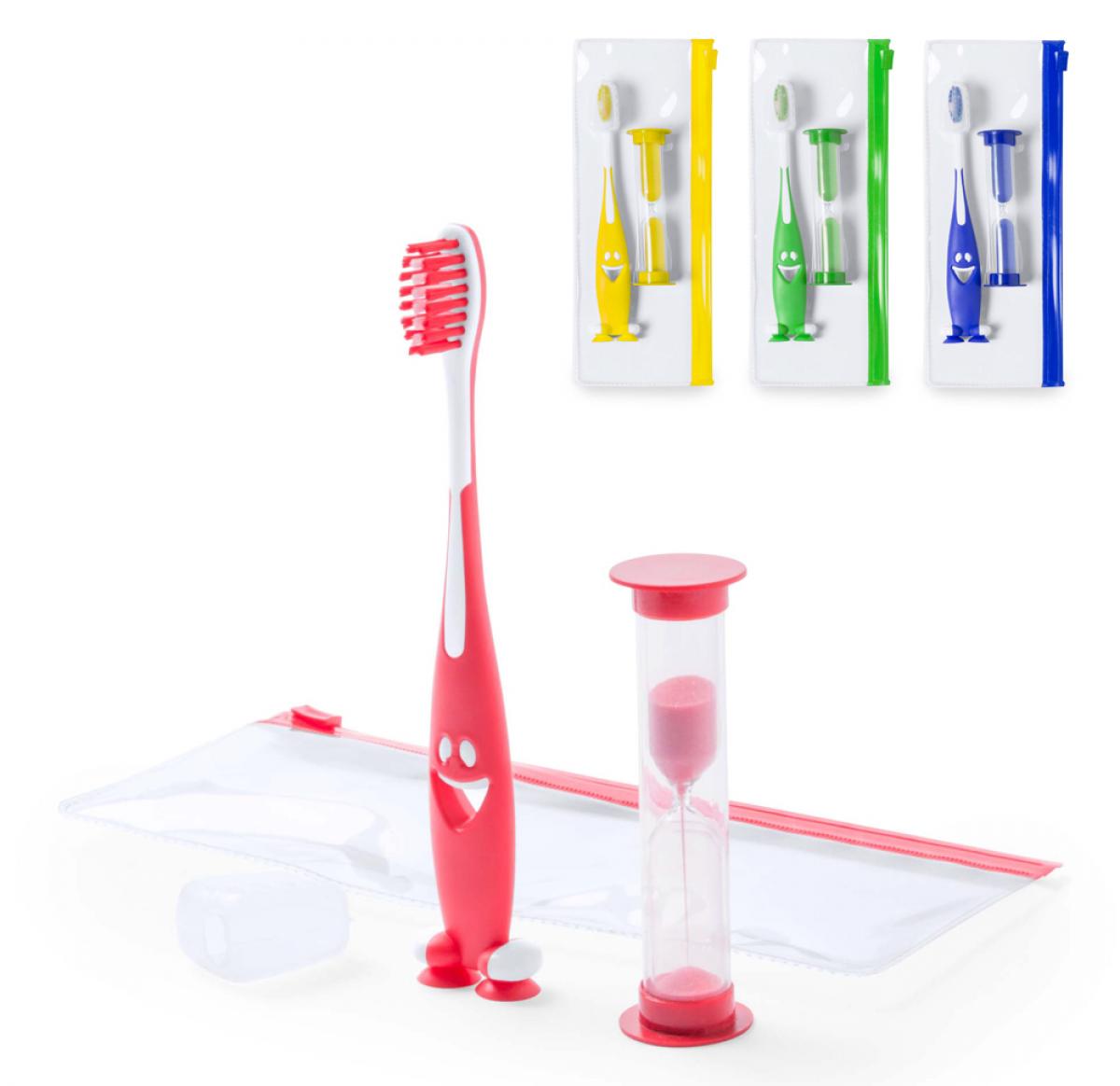 Toothbrush Set Contains Brush, Sand Timer & Travel Pouch