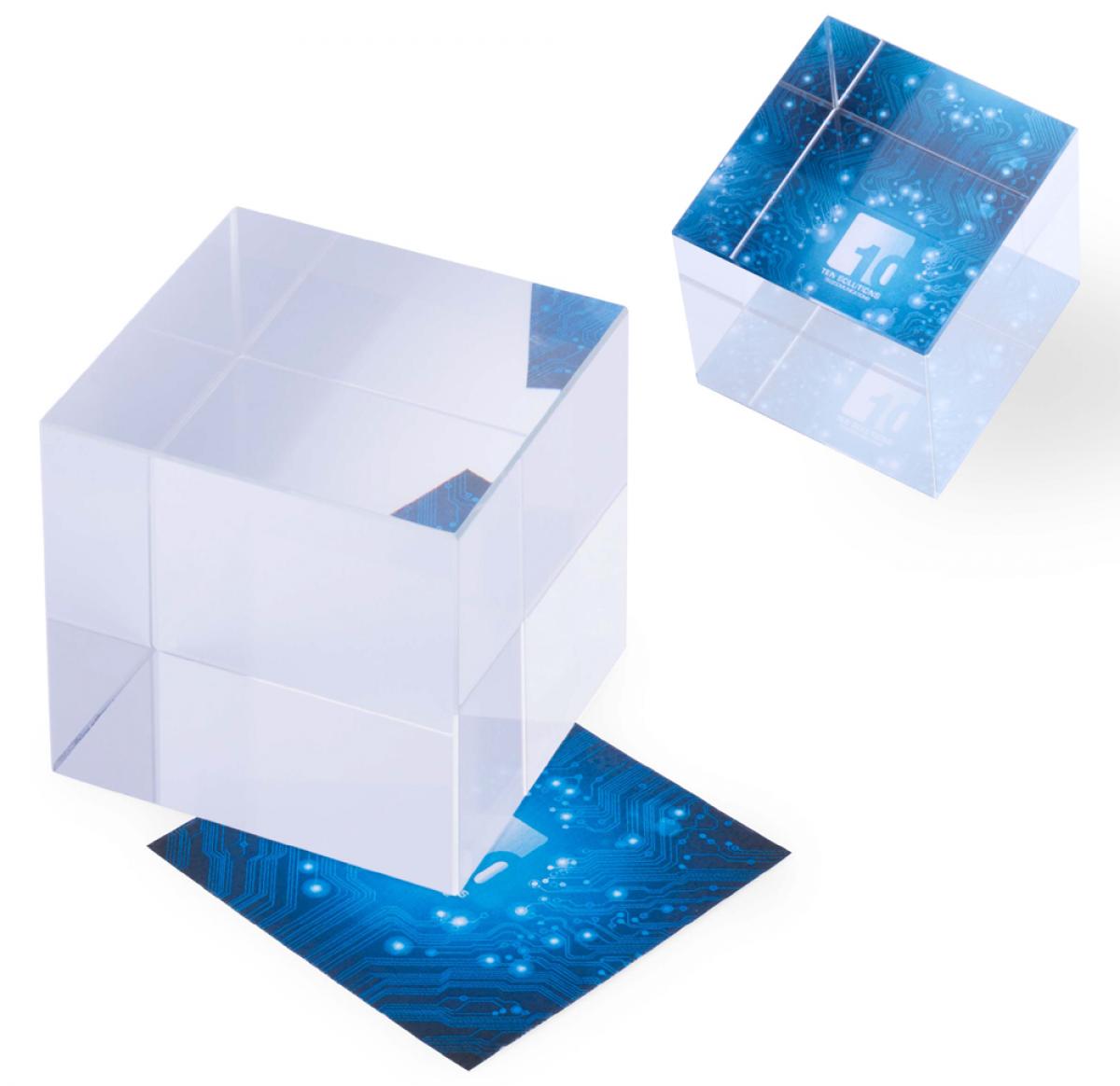 Glass Cube Shaped Paperweight - Cudor
