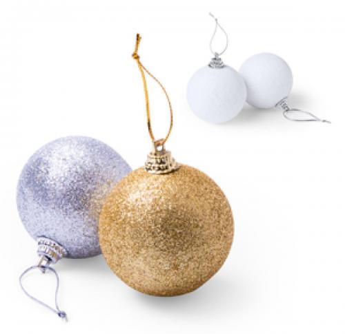 Set of Six Sparkly Christmas Tree Baubles Gold and Silver