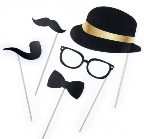 Selfie Prop Set - Glasses, Hat, Pipe, Moustache & Bow Tie