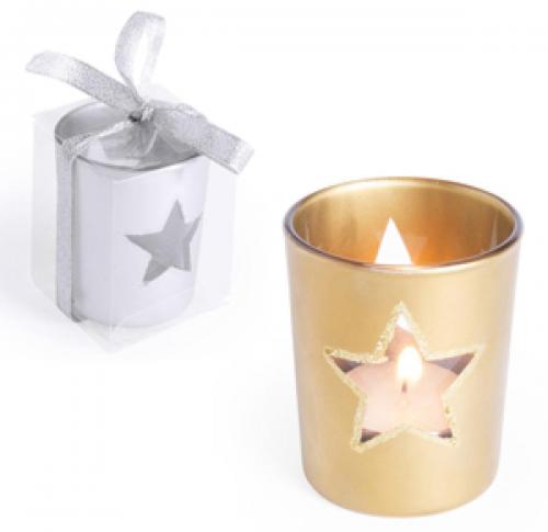 Metallic Glass Christmas Tea Light Holder Star Motif