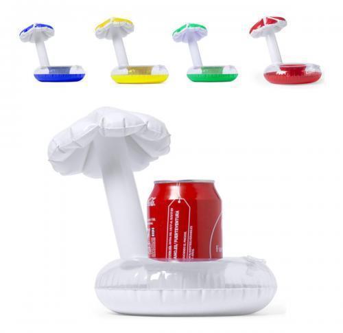 Inflatable Floating Drinks Holder in Shape of Rubber Ring & Sun Umbrella