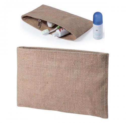Promotional Printed Jute Beauty Cosmetic Bags Zipped Singla