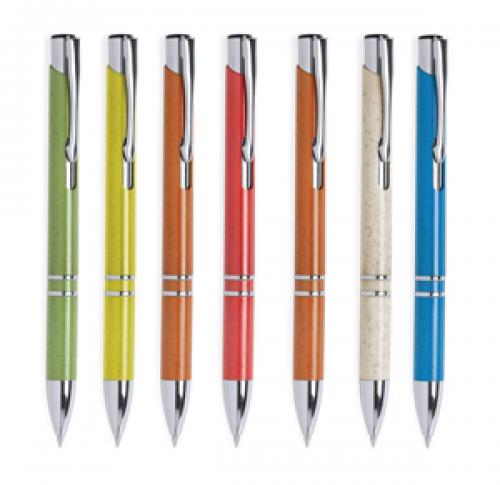 Eco Push-up Ballpoint Pen Wheat Straw Blue Ink