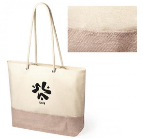 Customised Jute & Cotton Shopper Bags Long Rope Handles
