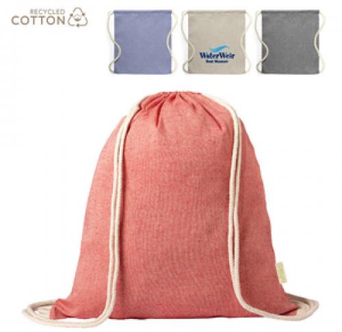 Recycled 100% Cotton Drawstring Bag Reinforced Corners