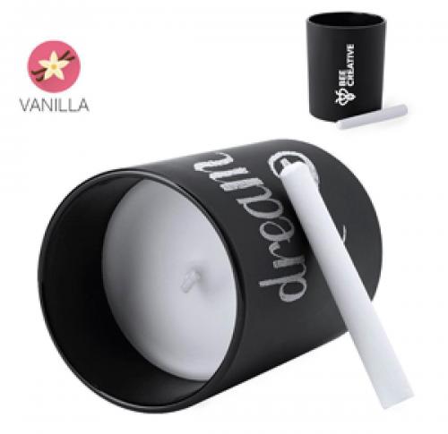 Glass Candle Vanilla Scented Black Board Finish With Chalk