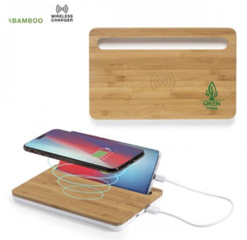 Sustainable Bamboo Wireless Charger Organiser 1000 mAh