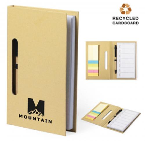 Recycled Cardboard Sticky Note Set & Recycled Pen