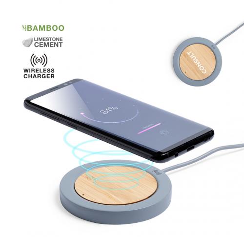 Urban Wireless Phone Charger Bamboo & Limestone Cement