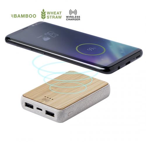 Bamboo & Wheatstraw Wireless Power Bank Phone Charger