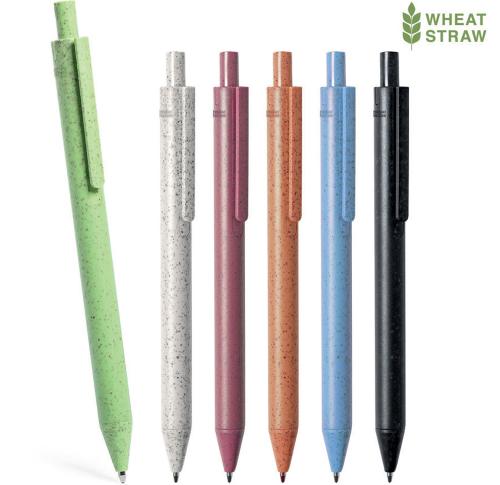 Custom Printed Wheatstraw Ballpoint Pens Push Up Mechanism