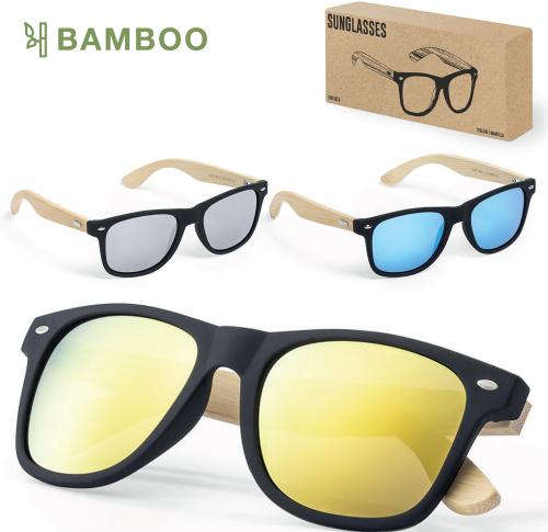 Sunglasses Black Frames Bamboo Arms