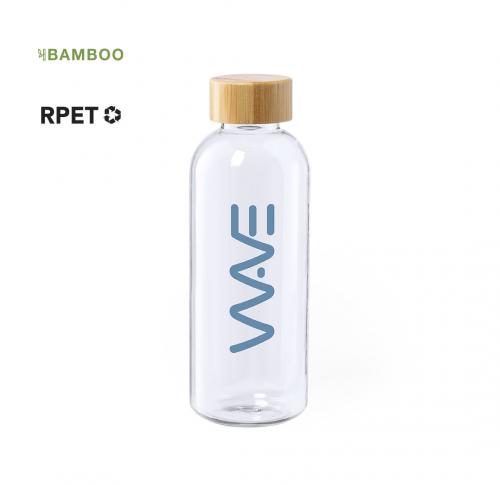 Reycled Plastic Water Bottle 600ml Wooden Screw Cap