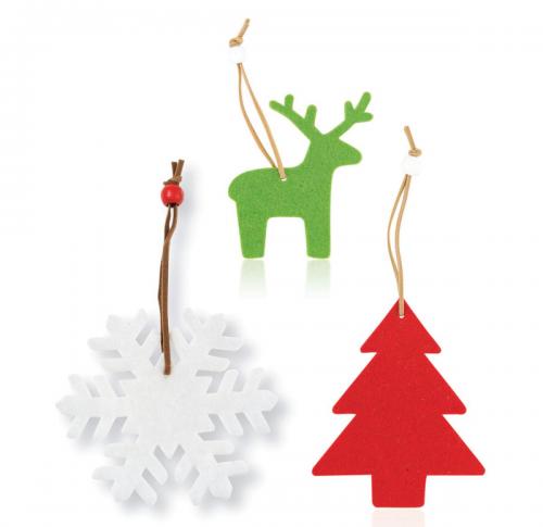 Printed Felt Shaped Christmas Tree Hanging Decorations