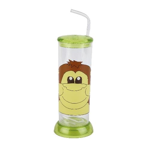 Children's Plastic Monkey Tumbler & Straw