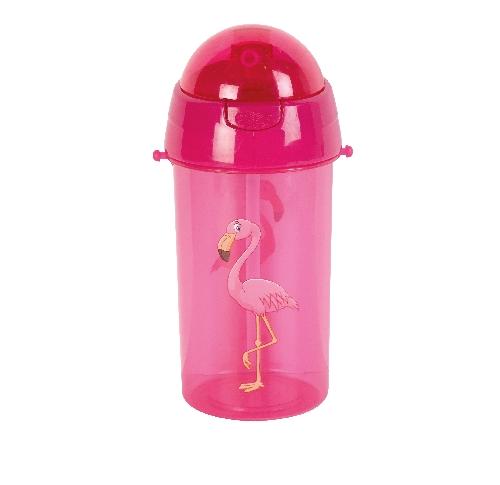 Children's Plastic Drinking Water Bottle - Flamingo Design