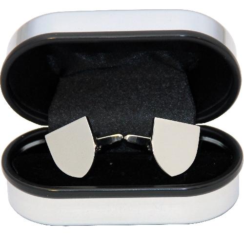 Shield Cuff Links In Chrome Cufflink Case