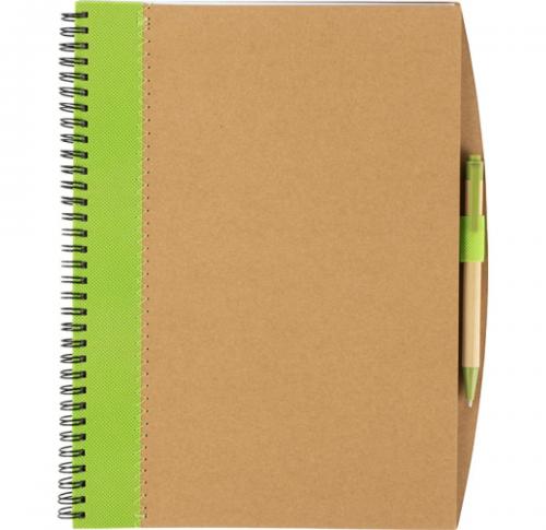 Branded Recycled Spiral Bound Cardboard Notebook With Pen 