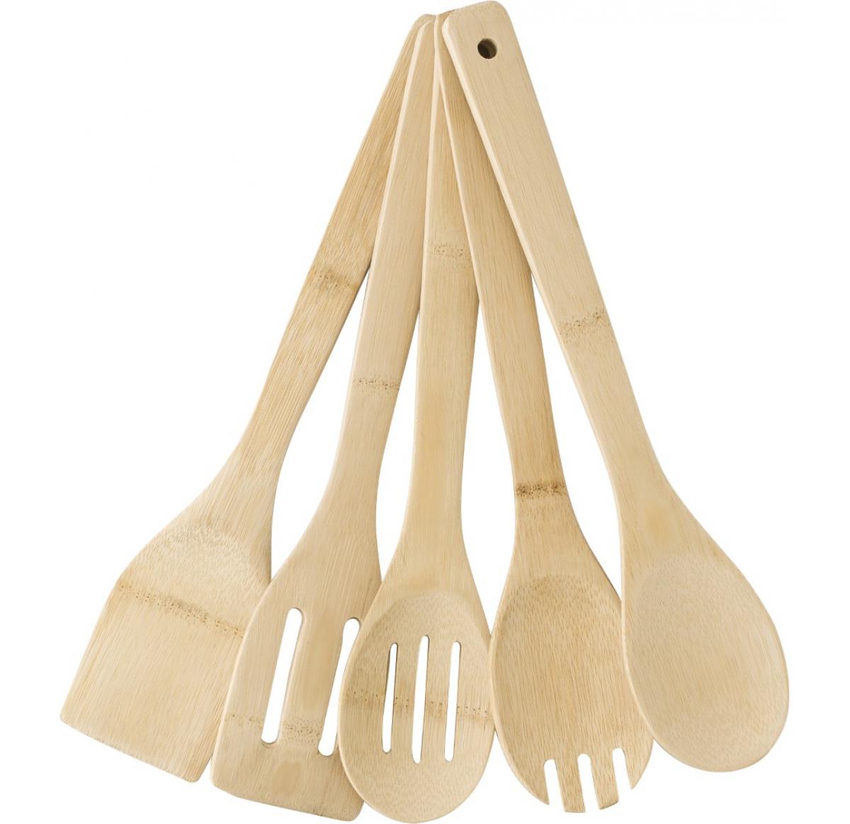 Custom Branded Wooden Spatula Sets Of Five - Bamboo