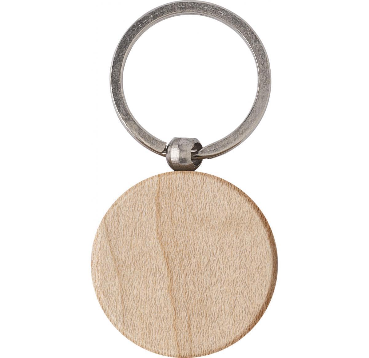 Round wooden key holder with metal ring