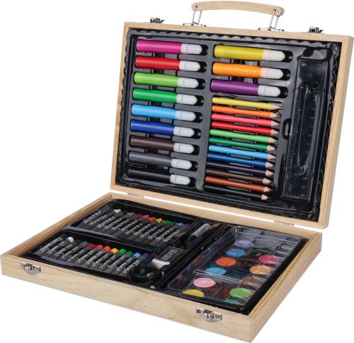 Promotional Printed 66 Piece Art Set Wooden Case